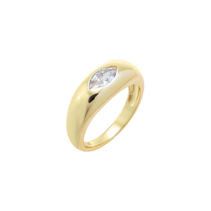 Gold / 3 CZ Marquise East-West Bold Pinky Ring - Adina Eden's Jewels
