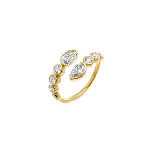 Gold / 6 Lab Grown Diamond Round/Pear Wrap Ring - Adina Eden's Jewels