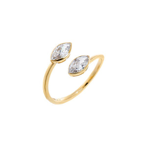 14K Gold / 6 Lab Grown Diamond Double Marquise Toi Et Moi Open Ring 14K - Adina Eden's Jewels