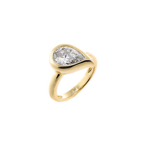 Gold / 3 CZ Teardrop Bezel Pinky Ring - Adina Eden's Jewels