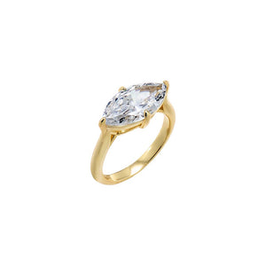 Gold / 3 CZ Marquise East/West Pinky Ring - Adina Eden's Jewels