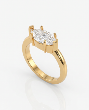 14K Gold / 3 Lab Grown Diamond East/West Marquise Pinky Ring 14K - Adina Eden's Jewels