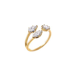 14K Gold / 6 Lab Grown Diamond Mulit Cut Petal Open Ring 14K - Adina Eden's Jewels