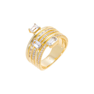 CZ Emerald & Baguette Stacked Ring