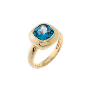 Aquamarine CZ Cushion Cut Ring