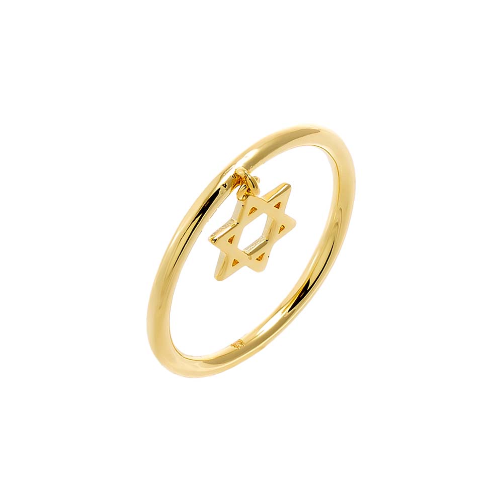 Gold / 6 Star Of David Charm Ring - Adina Eden's Jewels