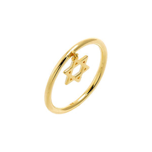 Gold / 6 Star Of David Charm Ring - Adina Eden's Jewels