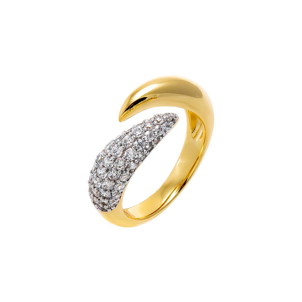 Gold / 3 Pavé Horn Wrap Pinky Ring - Adina Eden's Jewels
