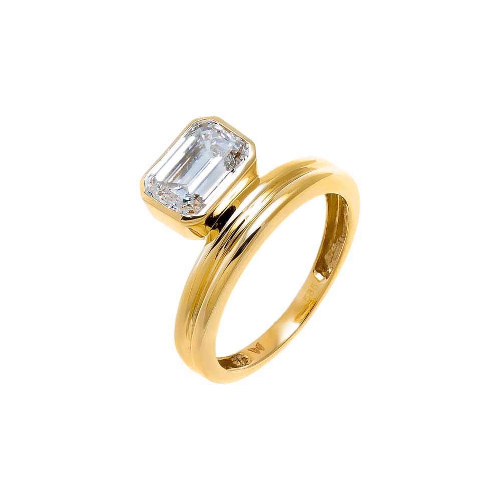 14K Gold / 6 Lab Grown Diamond Emerald Elevated Pave Band Ring 14K - Adina Eden's Jewels