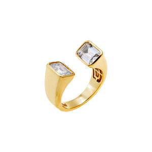 Gold / 6 CZ Emerald Cut Tip Ring - Adina Eden's Jewels