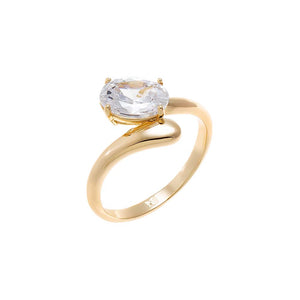 Gold / 6 CZ Oval Sideway Claw Ring - Adina Eden's Jewels