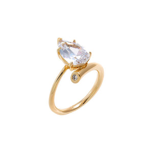 Gold / 6 CZ Pear Claw Ring - Adina Eden's Jewels