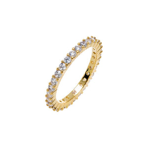 Gold / 5 Moissanite Thin Stacker Eternity Band - Adina Eden's Jewels