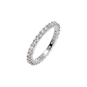 Silver / 5 Moissanite Thin Stacker Eternity Band - Adina Eden's Jewels