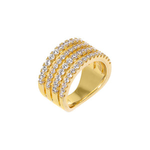 Gold / 3 CZ Multi Stack Eternity Ring - Adina Eden's Jewels