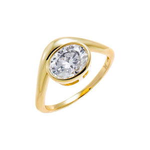 Gold / 6 Moissanite Oval Bezel Swirled Ring - Adina Eden's Jewels