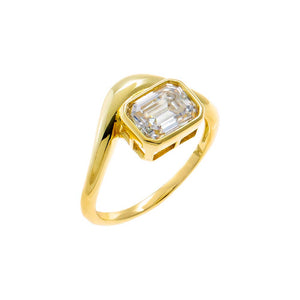 Gold / 6 Moissanite Bezel Emerald Swirled Ring - Adina Eden's Jewels