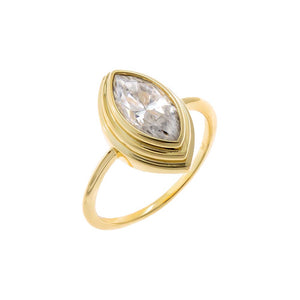 Gold / 6 Moissanite Double Bezel Marquise Ring - Adina Eden's Jewels