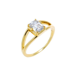 Gold / 6 Moissanite Emerald Double Band Ring - Adina Eden's Jewels
