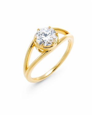 Gold / 6 Moissanite Round Double Band Ring - Adina Eden's Jewels