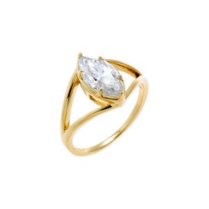 Gold / 6 Moissanite Marquise Double Band Ring - Adina Eden's Jewels