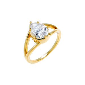 Gold / 7 Moissanite Pear Double Band Ring - Adina Eden's Jewels