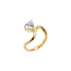 Lab Grown Diamond Pear Swirled Pinky Ring 14K