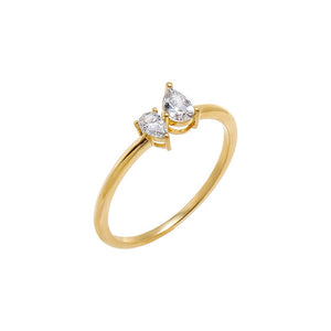Gold / 7 Lab Grown Diamond Double Pear Ring - Adina Eden's Jewels