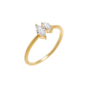 Gold / 7 Lab Grown Diamond Double Marquise Ring - Adina Eden's Jewels