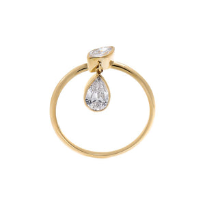 Lab Grown Diamond Marquise X Pear Dangle Ring 14K