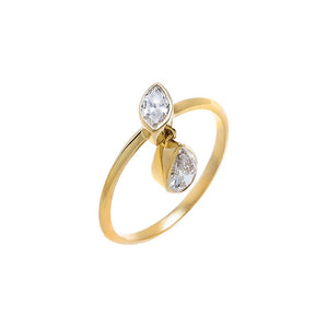 Lab Grown Diamond Marquise X Pear Dangle Ring 14K