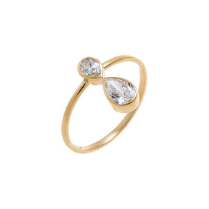 Lab Grown Diamond Double Pear Ring 14K