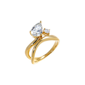 Lab Grown Diamond Pear & Solitaire Swirled Ring 14K