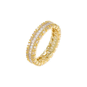 Gold / 6 CZ X Baguette Eternity Ring - Adina Eden's Jewels
