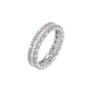 Silver / 6 CZ X Baguette Eternity Ring - Adina Eden's Jewels