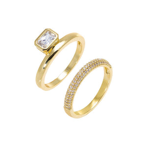 Double Band Baguette Bezel Ring