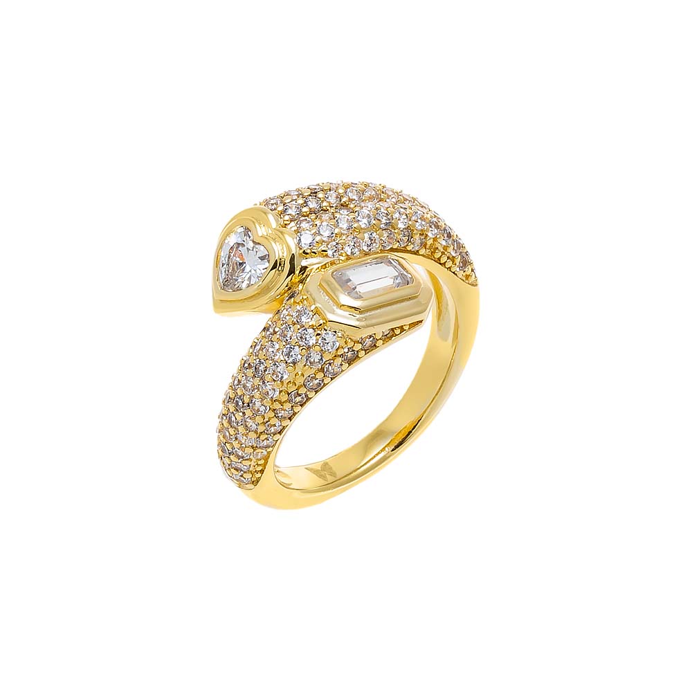 Gold / 3 Multishape CZ Bezel Wrap Pinky Ring - Adina Eden's Jewels