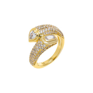 Gold / 3 Multishape CZ Bezel Wrap Pinky Ring - Adina Eden's Jewels