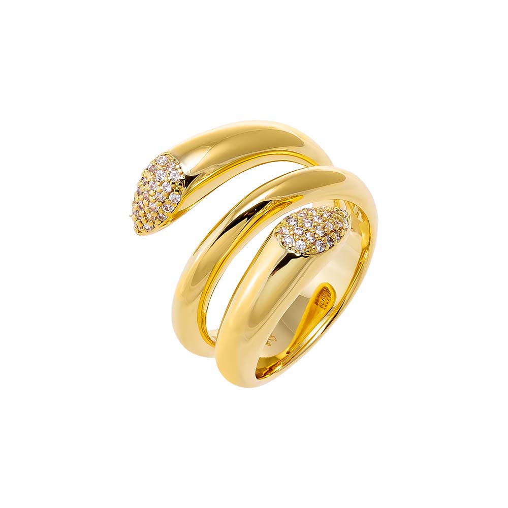 Gold / 6 Pave Claw Looped Wrap Ring - Adina Eden's Jewels