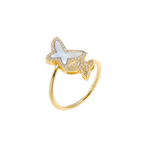 Gold Double Butterfly Overlay Ring - Adina Eden's Jewels