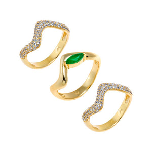 Gold / 6 Triple Pave V Ring Combo - Adina Eden's Jewels