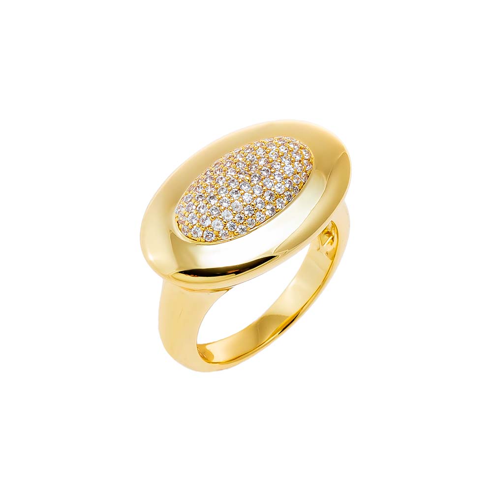 Gold / 6 Fancy CZ Pave Oval Statement Ring - Adina Eden's Jewels