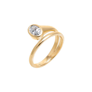 Lab Grown Diamond Oval Bezel Wrapped Ring 14K