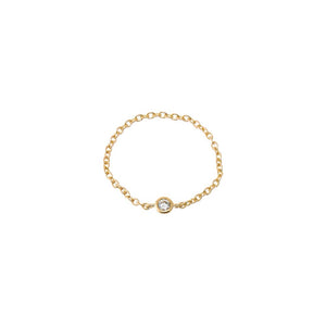 14K Gold / 6 Mini Diamond Bezel Chain Ring 14K - Adina Eden's Jewels