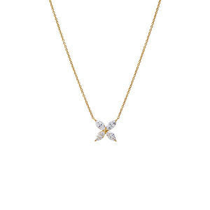 14K Gold Lab Grown Diamond Marquise Flower Pendant Necklace 14K - Adina Eden's Jewels
