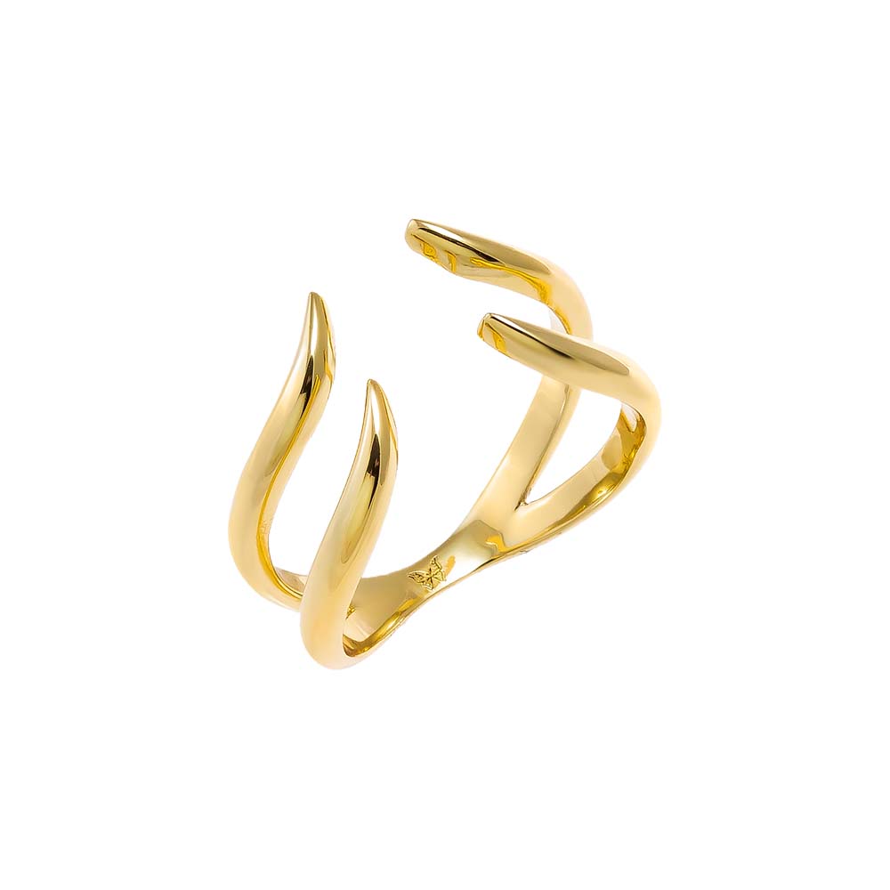 Gold / 6 Solid Double Open Claw Ring - Adina Eden's Jewels