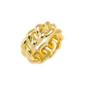 Gold / 6 Solid Wide Link Band Ring - Adina Eden's Jewels