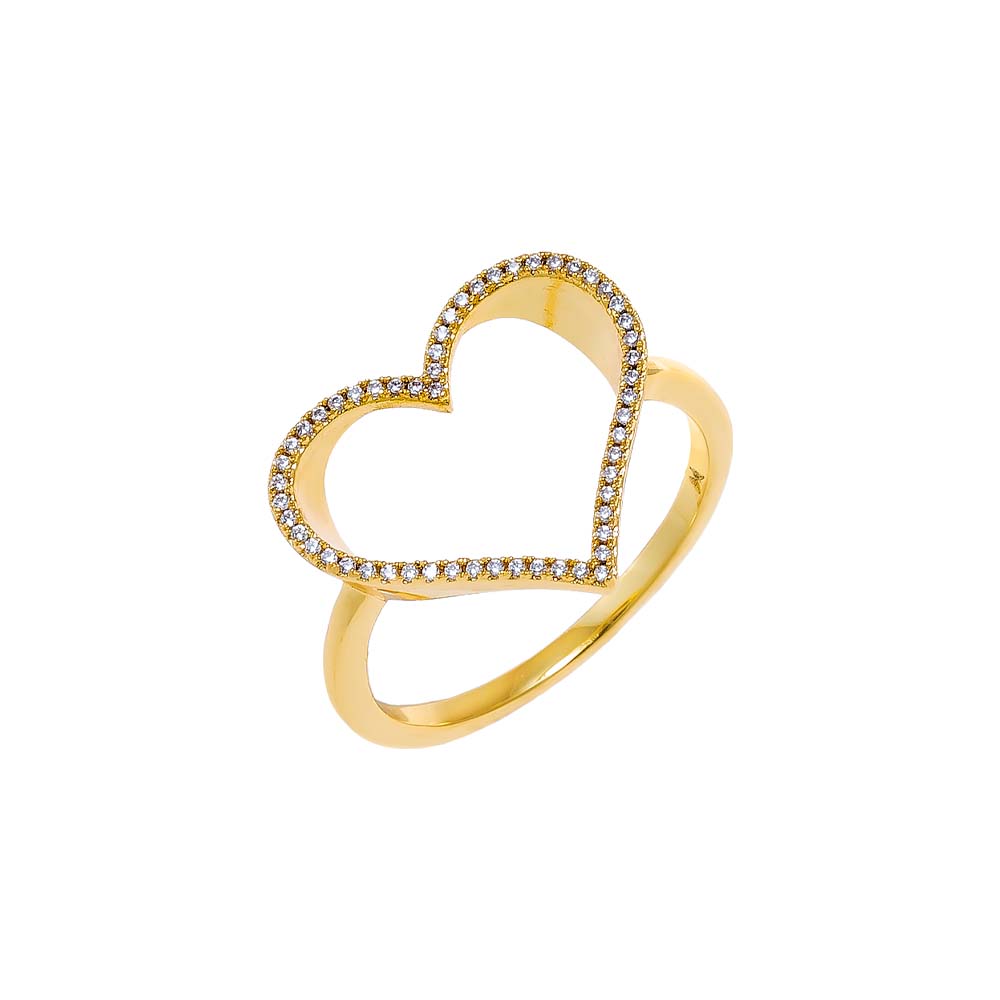 Gold / 6 Pave Open Heart Ring - Adina Eden's Jewels