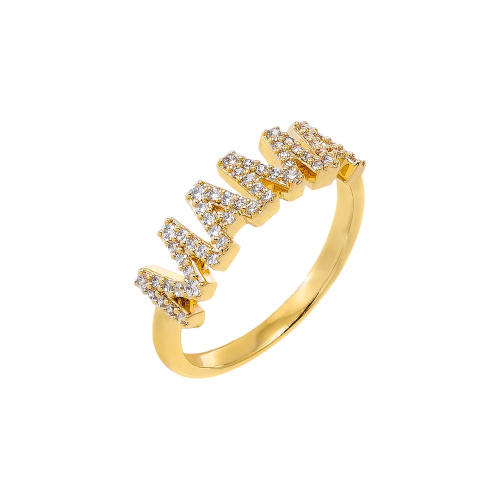 Gold / 6 Pave Mama Ring - Adina Eden's Jewels