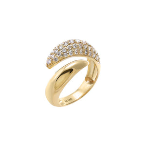 14K Gold / 3 Diamond Pave Wrap Horn Pinky Ring 14K - Adina Eden's Jewels